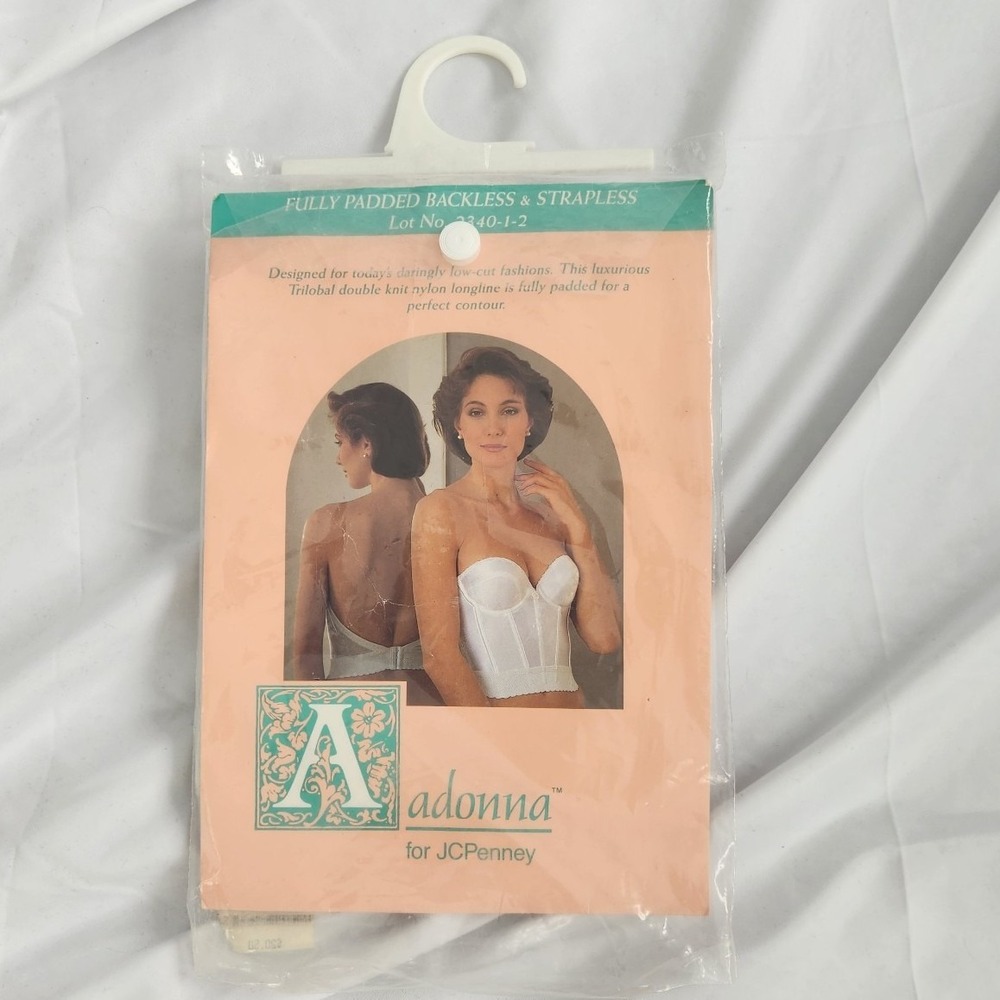 80s/90s White Backless,‎ Strapless Bustier